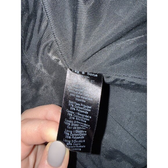 Rag & Bone Waverly Blazer w Sheep Leather Trim Black Sz 0 [jb] - Picture 7 of 12
